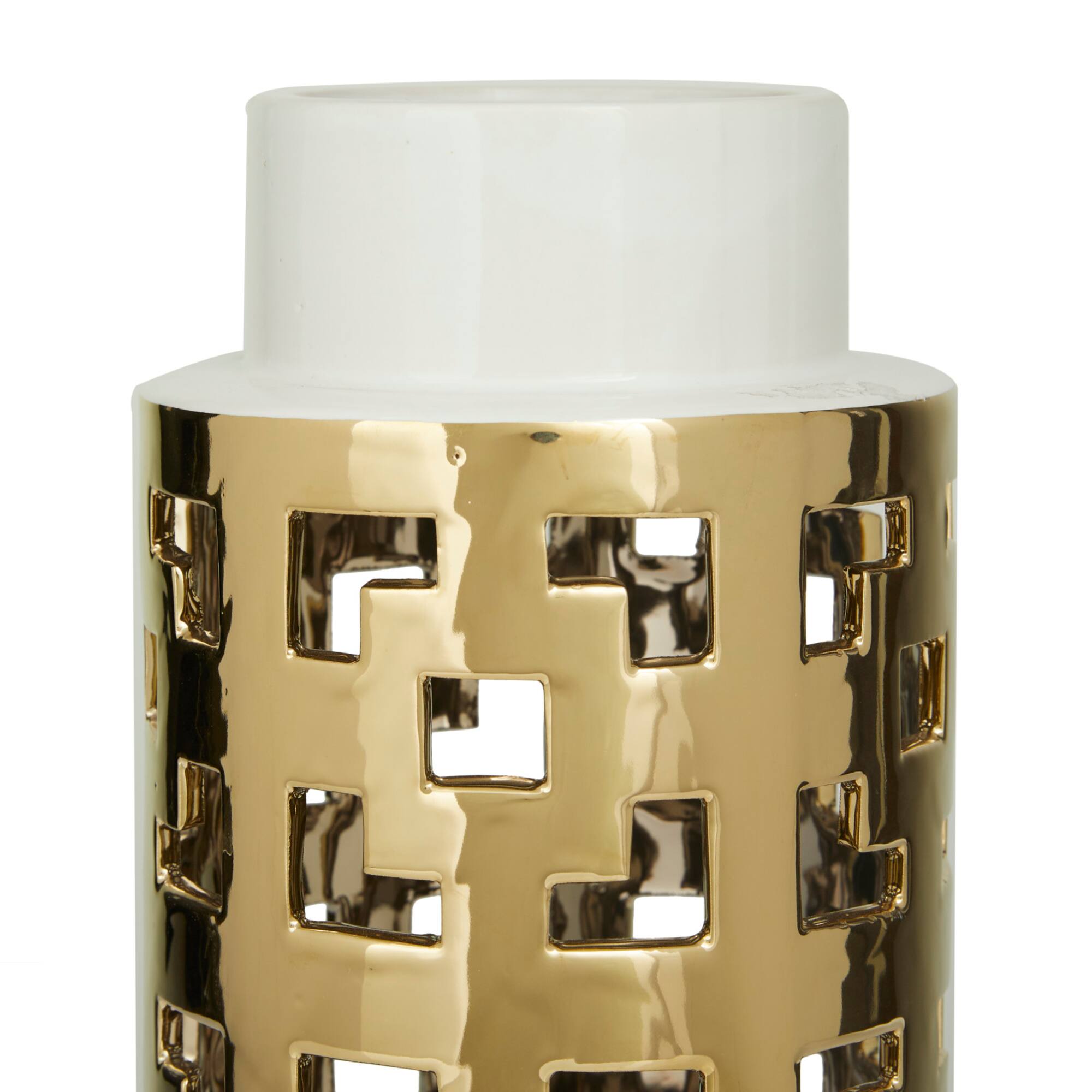 Gold Stoneware Glam Vase, 14" x 6" x 6"